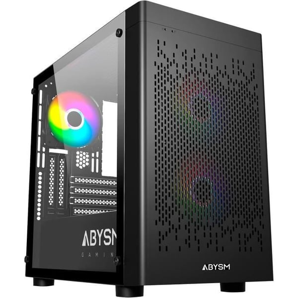Micro ATX-chassi - Abysm Gaming - Danube INVA MX202 - Svart - 2 ARGB-fläktar - Luftkylning