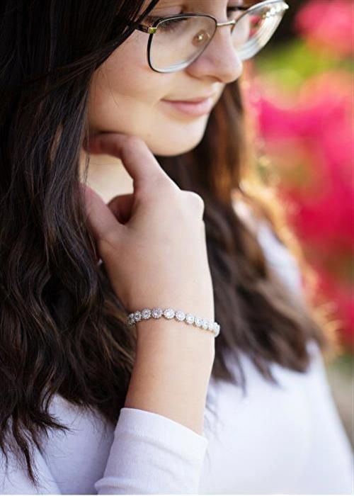 Armband - AGATO - AGB769/21 - Rodinerad silver - Kubisk zirkon - Justerbar längd upp till 21 cm