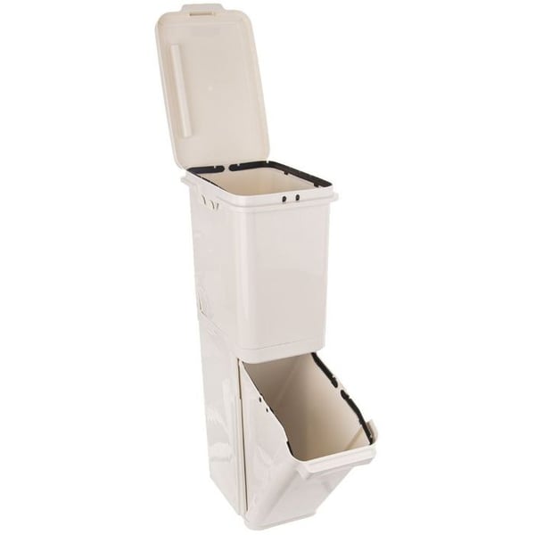 Affaldssorteringsbeholder - ORION - 2x17,5L - Stabelbar - Beige - Plastik - 37x23x75 cm - Uafhængige låg
