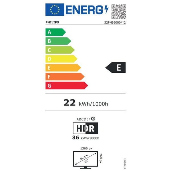 Philips 32PHS6000 - TV LED 32" (80 cm) - HD 1366x720 - HDR10 - Smart TV - 3xHDMI