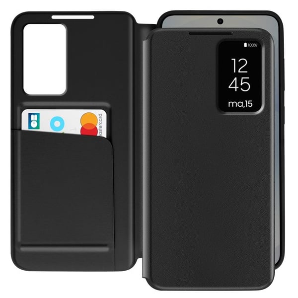 Fönsterfodral för Samsung Galaxy S25 Plus med kortfack svart