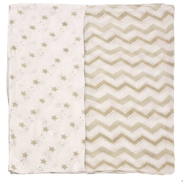 Set med 2 bomullsgaze filtar 110 x 110 cm Beige