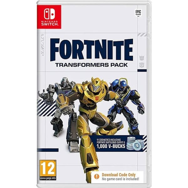 Pack Transformers Fortnite - Epic Games - Nintendo Switch - 3 dräkter - 3 ryggaccessoarer - 3 pickaxes - 2 emotes
