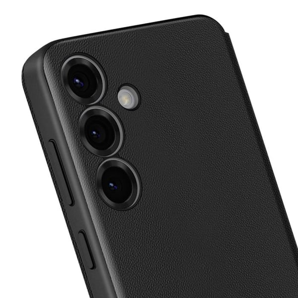 Fönsterfodral för Samsung Galaxy S25 Plus med kortfack svart