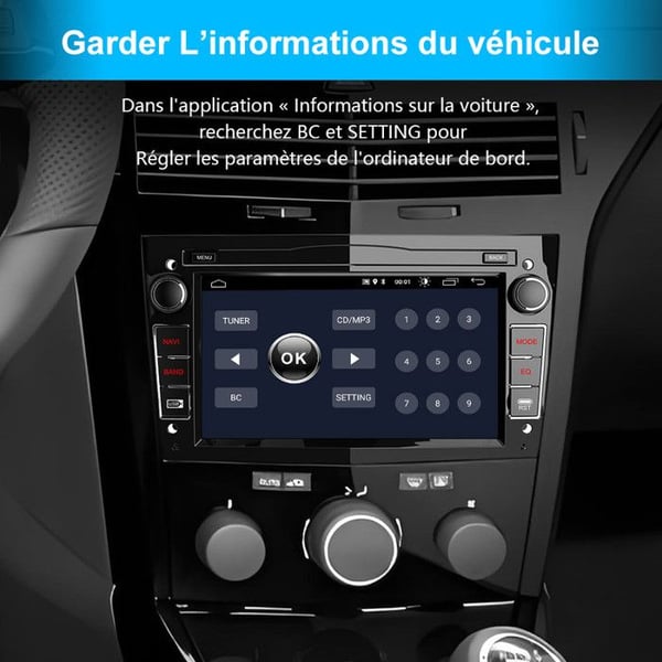 AWESAFE Autoradio Android 13 2Go+32Go til Opel Corsa Astra Vivaro Zafira 7'' Touchskærm Carplay Android Auto RDS GPS WiFi
