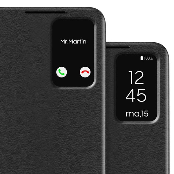 Fönsterfodral för Samsung Galaxy S25 Plus med kortfack svart