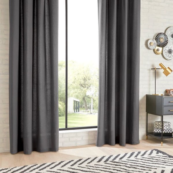 Set med 2 st "Anjali" inredningsgardiner i bomull 135 x 240 cm Atmosphera - antracit
