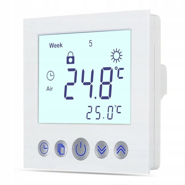 Termostat Programmerbar - ARHATREYA - C16.H3 - Vit LCD-skärm - 16A - Brandbeständig