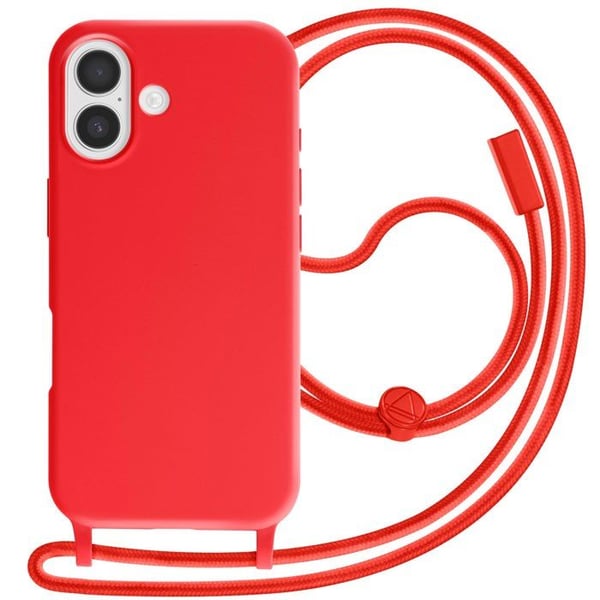 Silicone Soft Touch-fodral för iPhone 17 med justerbar nackrem i röd