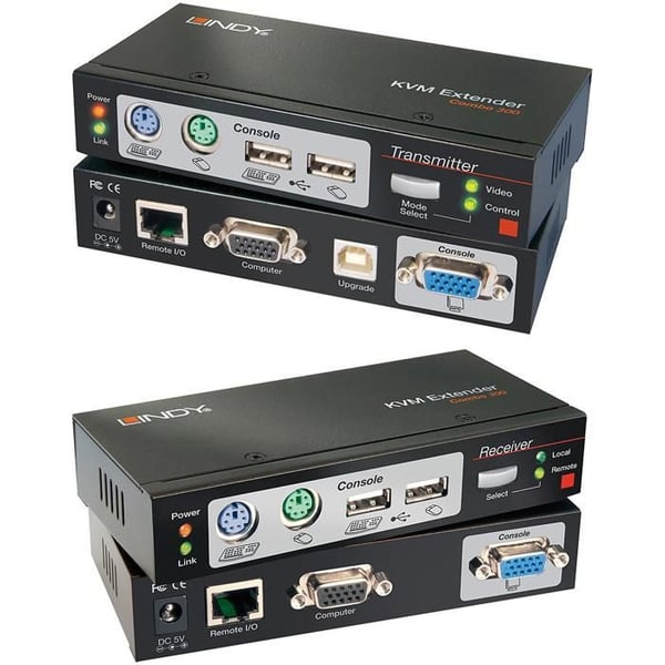 Extender KVM - LINDY - Combo 300 - Upplösning 1920x1200 - Färg Svart - Elektronisk bildkorrigering