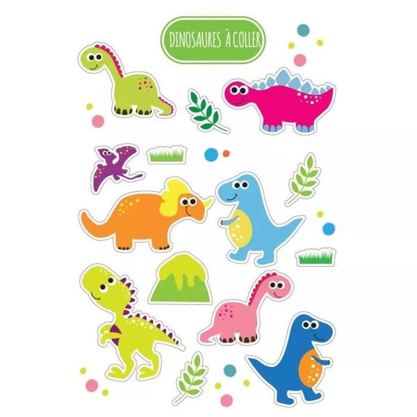MégaCréa DIY - Dinosaurie klistermärken 2 till 6,5 cm 28 stycken