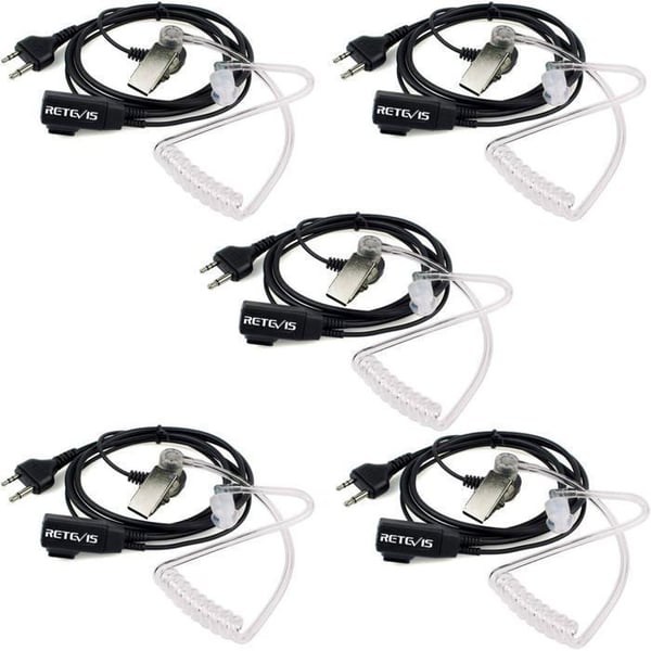 Retevis Talkie Walkie Hörlurar 2 Stift Akustisk Tub Öronhörlurar För Midland G6 G7 G12 M24 GXT250 GXT550 GXT650 LXT80(5 st)