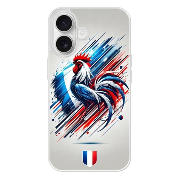 Förstärkt silikonskal med tryck kompatibelt med Apple iPhone 16 Coq Français
