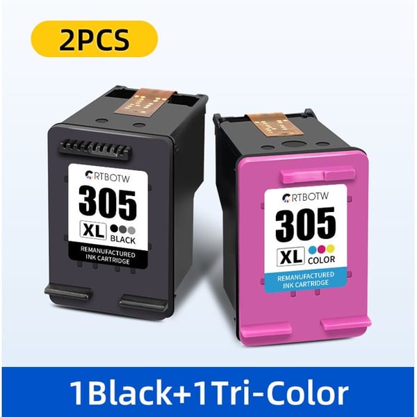 Rekonditionerad bläckpatron 305XL för HP-skrivare 305 XL HP305, Kompatibel med DeskJet 2700 2710 2720 2721 2722 2723 4110 2ST