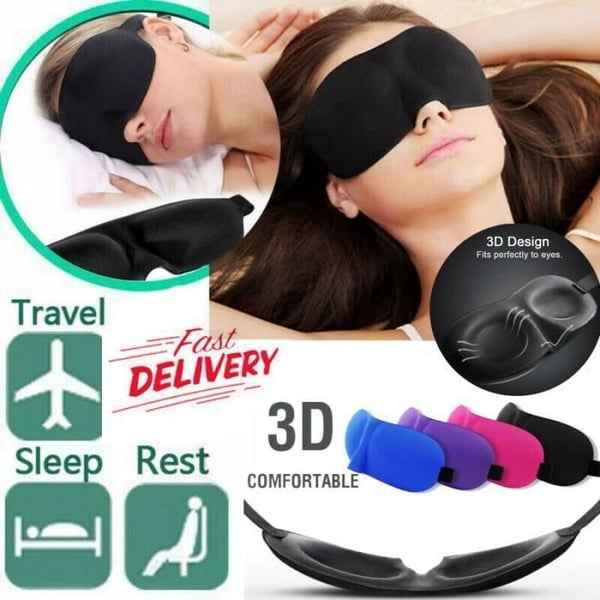 Nattmask - 3D Ultra komfort - Mjuk frotté - Lämplig för resor - Unisex