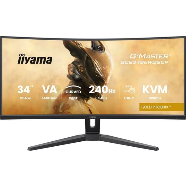 Curved PC Gamer-skärm - IIYAMA - 34" - WQHD - 240Hz - VA-panel - 0.4ms - Höjdjusterbar - G-Master GCB3486WQSCP-B1
