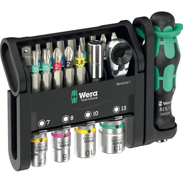 Verktygssats - Wera - Tool-Check Modular 1 - 21 delar - Ratt 1/4" - Flerfärgad