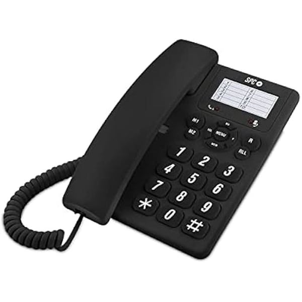 SPC Original – Skrivbords- eller väggtelefon med sladd, med stora knappar och lätt att använda, 3 direktminnen, volym av