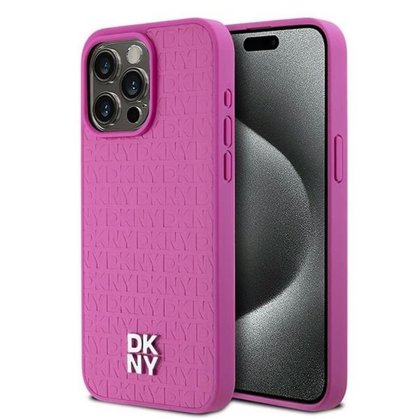 Mobilskal - DKNY - iPhone 15 Pro Max - Läder - Monogram - Rosa