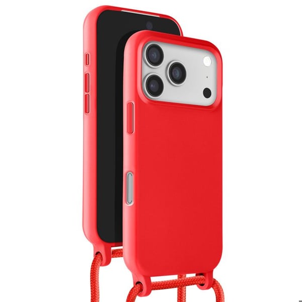 Siliconefodral för iPhone 17 Pro Max Soft Touch med Röd Nackrem
