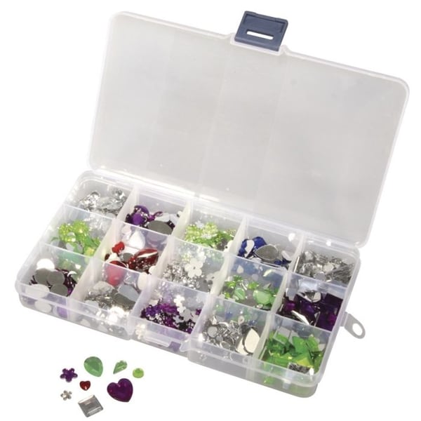 Rhinestone och sten kit att limma - Box med cirka 1000 - Sortiment av färger och storlekar