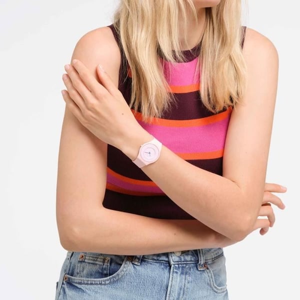 Klocka - SWATCH - Caricia - Rosa silikonband - Quartz urverk - Analog display