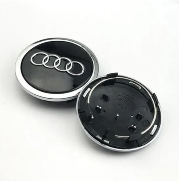 4 sorte hjulcentre med kromring 69mm Audi emblem navkapsel