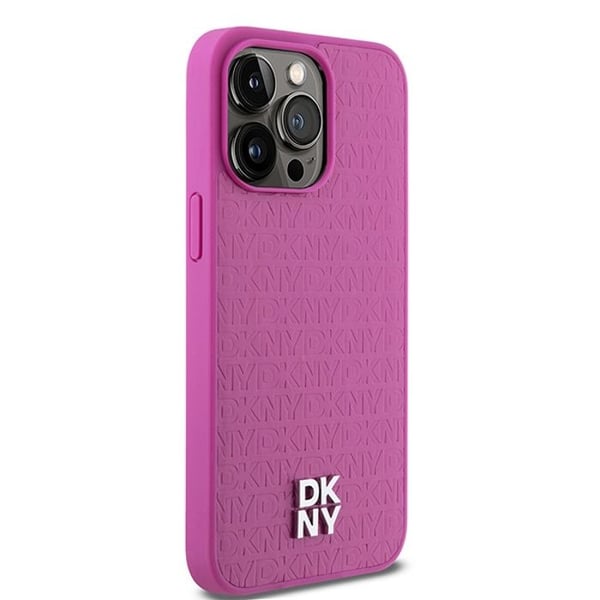 Mobilskal - DKNY - iPhone 15 Pro Max - Läder - Monogram - Rosa
