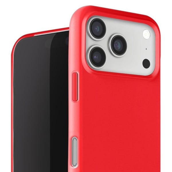 Siliconefodral för iPhone 17 Pro Max Soft Touch med Röd Nackrem