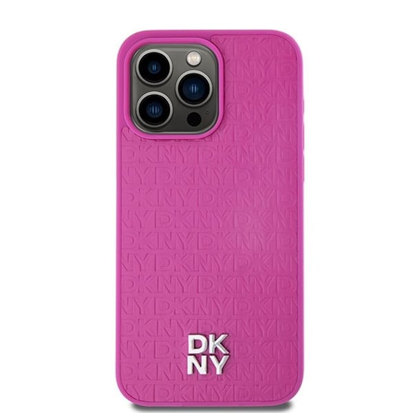 Mobilskal - DKNY - iPhone 15 Pro Max - Läder - Monogram - Rosa