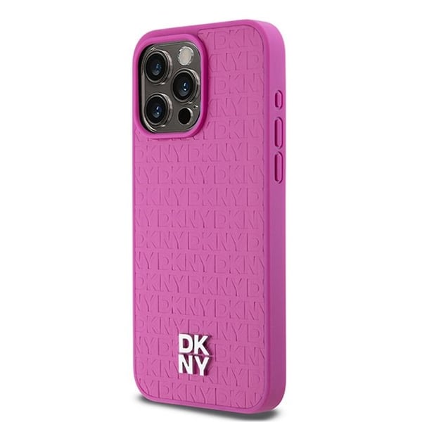 Mobilskal - DKNY - iPhone 15 Pro Max - Läder - Monogram - Rosa