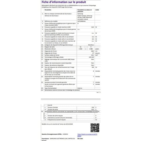 Samsung Skærm LS27D304GAUXEN S27D304GAU Sort