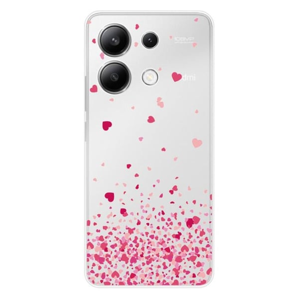 Silikonskal - Kompatibel med Xiaomi Redmi Note 13 4G - design med konfetti av rosa hjärtan