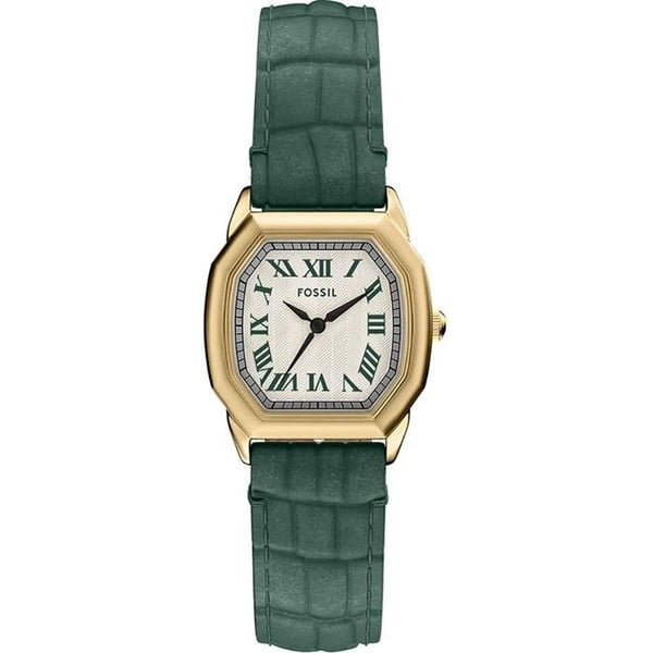 Klocka - FOSSIL - ES5427 - Grön läder - Guldpläterat hölje 27 mm - 3 ATM