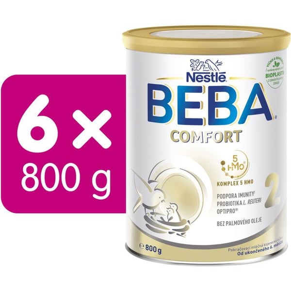 BEBA COMFORT 2, 5 HMO, modersmjölksersättning, (6×800 g)