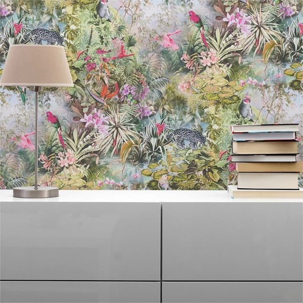 Tapet Dschungel Camilla M1-No.795 Grön Rosa Blommig Natur