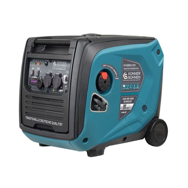 Generator-inverter i ljuddämpande box KS 4000iE S ATS. Maximal effekt 4000 W. Ljudisolerad kapsling 66 dB (Lpa 7 m)