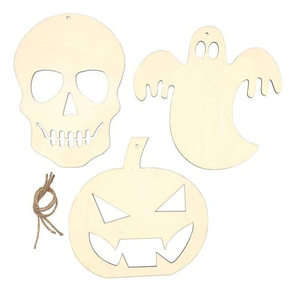 MégaCréa DIY - Träformer för Halloween att hänga 3 stycken
