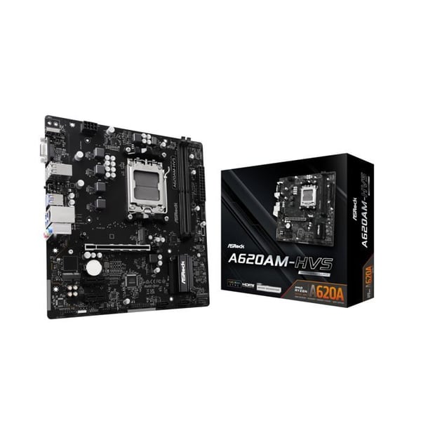 Moderkort - ASRock - AMD AM5 A620AM-HVS - Micro ATX - HDMI och D-Sub - USB 3.2 Gen1 Typ-C