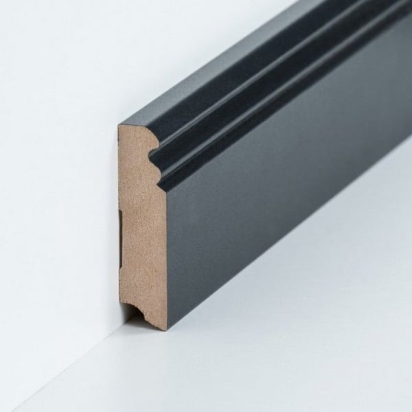 PROVISTON Formgjuten sockel 19 x 80 x 2500 mm Svartbelagd MDF 12,5 meter | 5 stycken