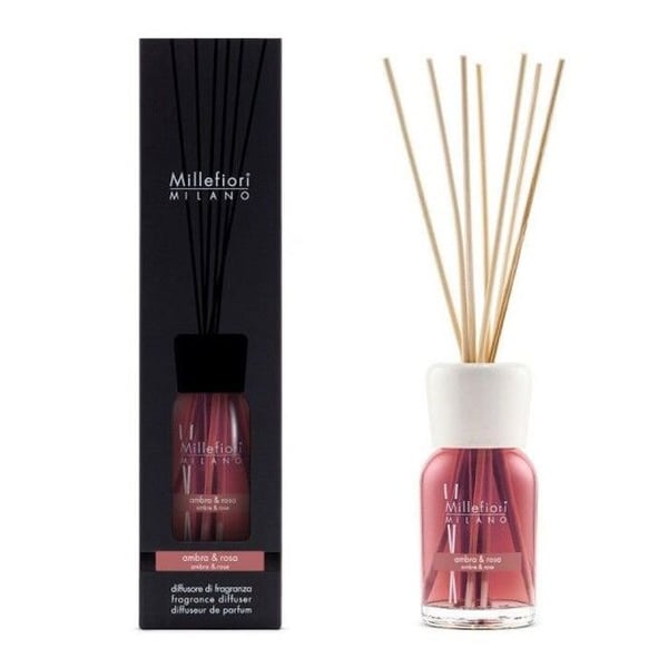 MILLEFIORI, DIFFUSOR MED PINNAR AMBER & ROSA 100ML, HEM, DOFTARE.