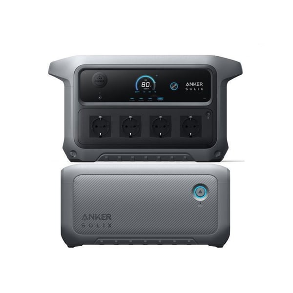 Kit för bärbar energistation - ANKER - SOLIX C2000 Gen 2 + BP2000 Gen 2 - Kapacitet 2 048→4 096 Wh - AC 2 400 W - LFP-batteri