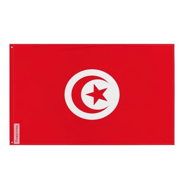 Tunisien flagga – 128 x 192 cm – Hållbar polyester – 2 metalöglor – Inomhus / Utomhus – Pixelforma