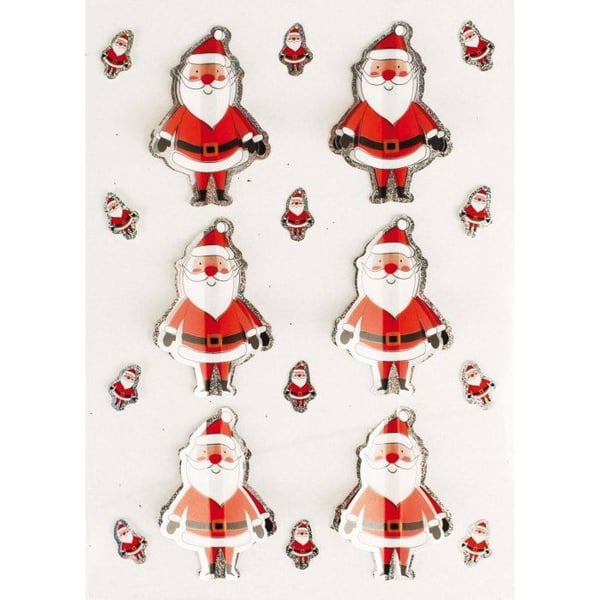 MégaCréa DIY - 3D holografiska klistermärken Jultomte 4,5 cm 6 stycken