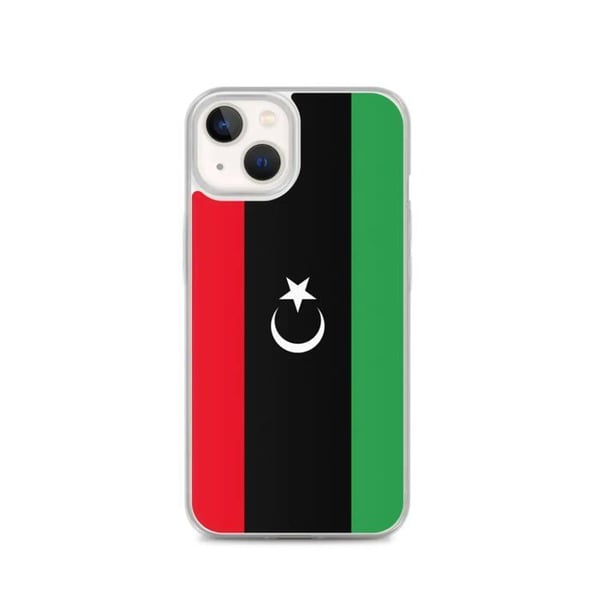 Mobilskal – Libyens flagga – Kompatibel med iPhone 13 – Mjuk fodral – Slitstark och stötresistent – Silikon – Pixelforma