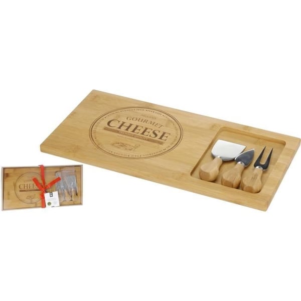 Ostdisk - BABALI - Bambu - 2 knivar - 1 gaffel - Brun