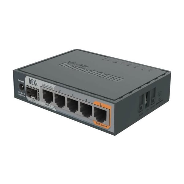 Router - MikroTik - hEX S - 5 Gigabit-porte - SFP-port - PoE-udgang