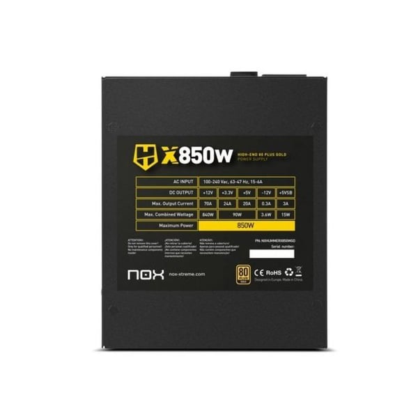 Strömförsörjning - NOX - Hummer X - 850 W - 80 Plus Gold - Ultra Tyst Fläkt