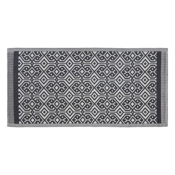 Geometrisk utomhusmatta 90 x 180 cm Atmosphera - Mandala Svart