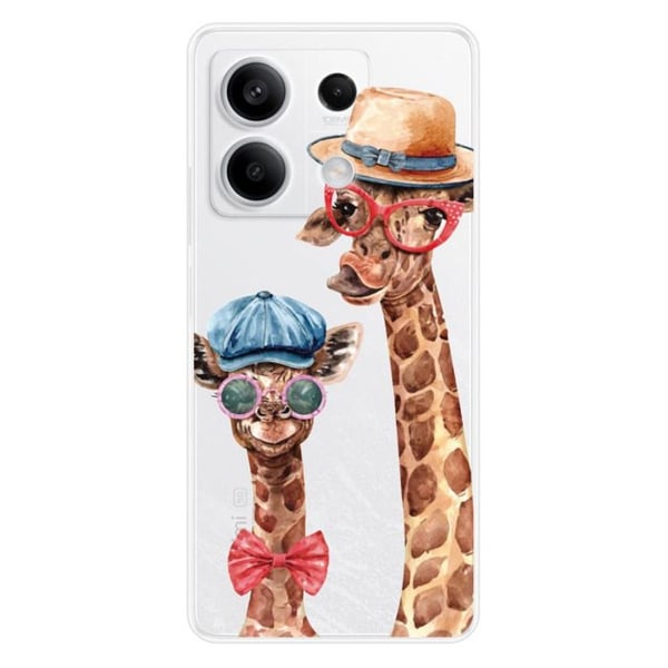Tryckt silikonfodral som är kompatibelt med Xiaomi Redmi Note 13 5G Funny Giraffe
